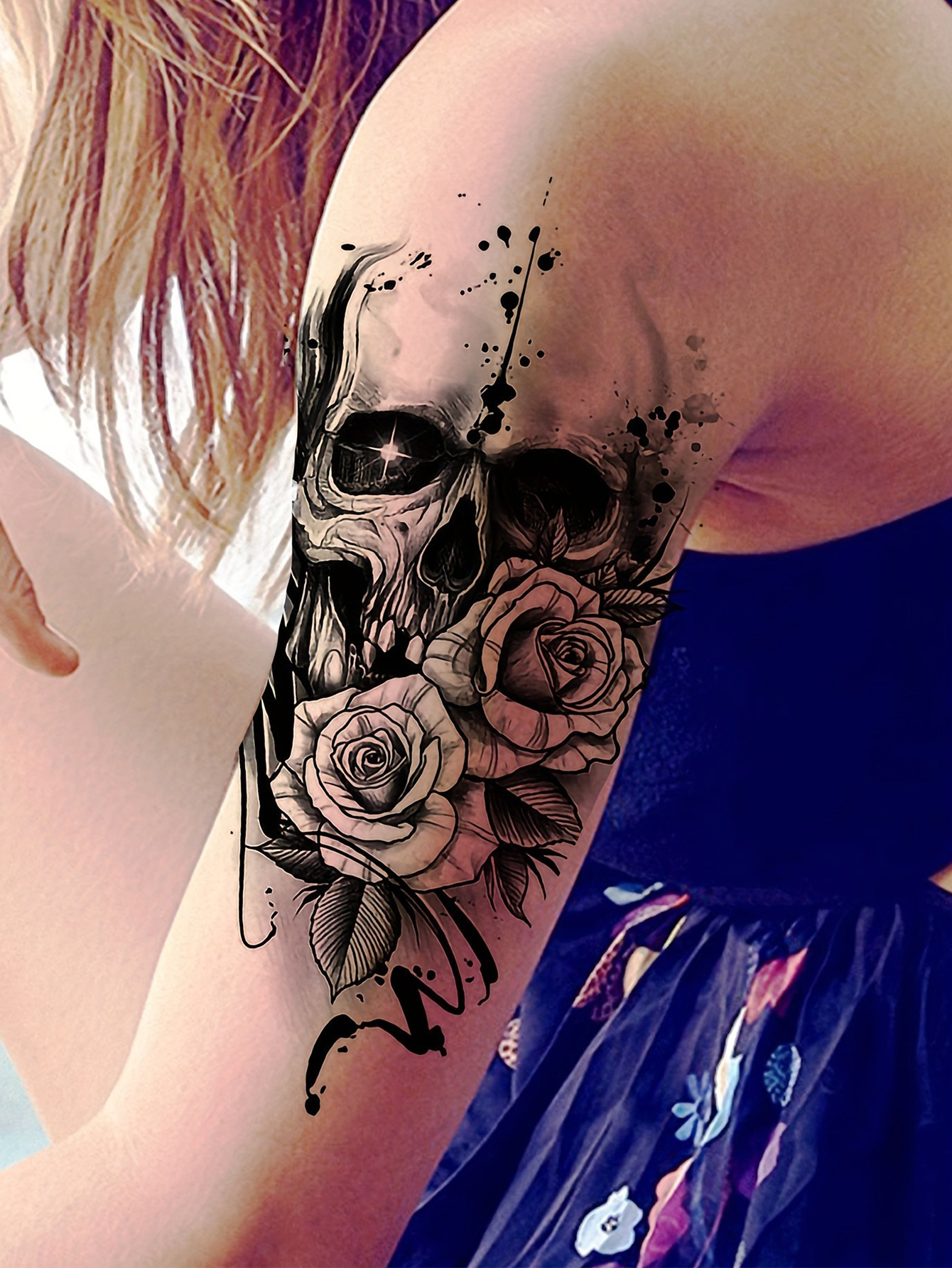 Realistic Death Skull Temporary Tattoo